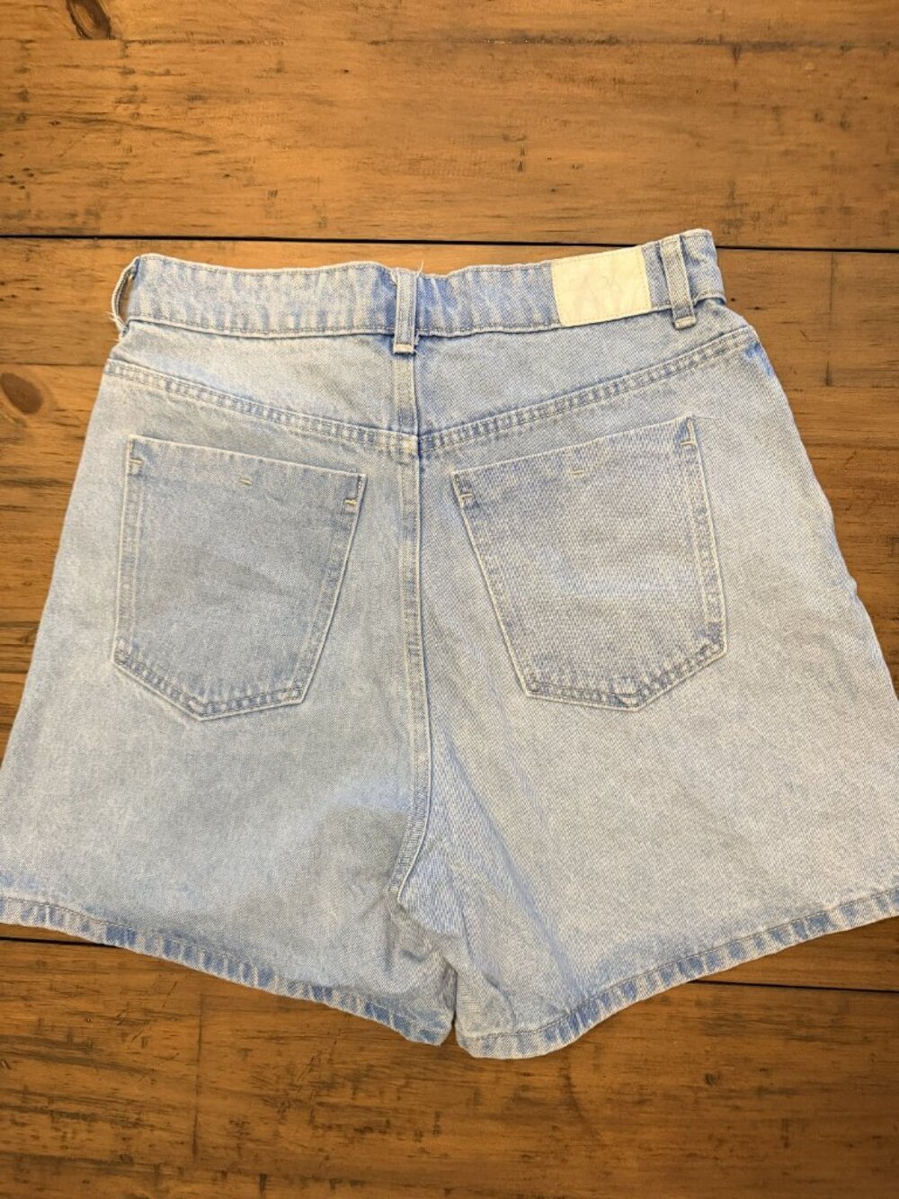 Zara Light Wash Distressed Jorts Denim Shorts High Rise Mom Fit | Size 8 - Picture 2 of 12